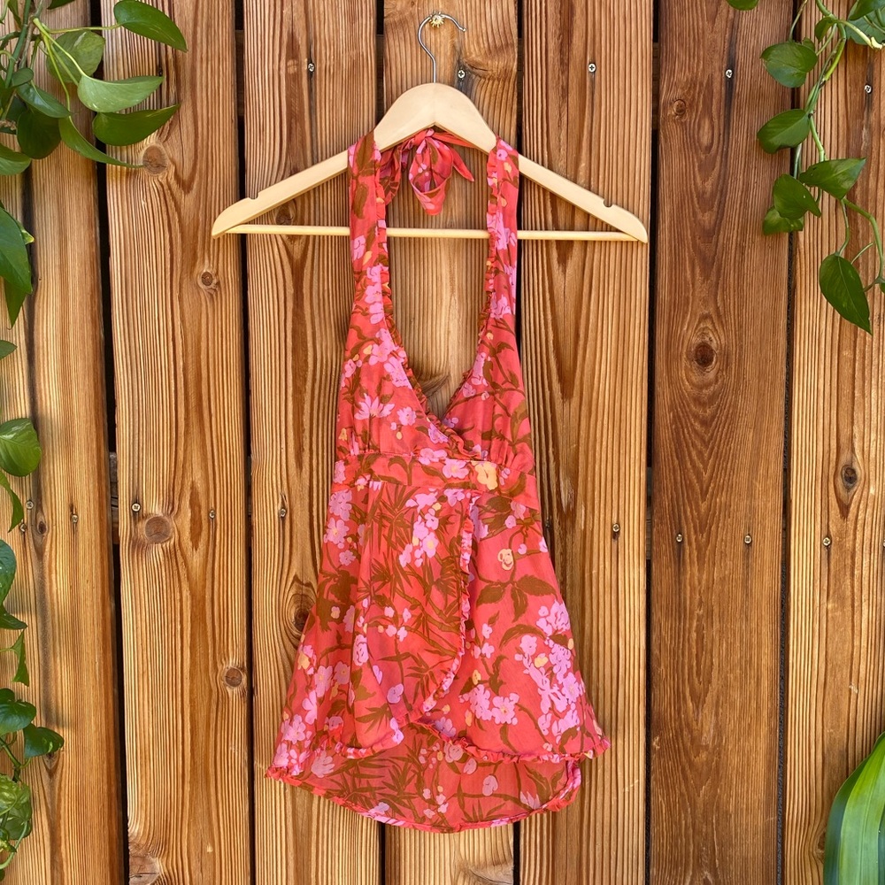 🌸Anthropologie ruffle trimmed bright halter top🌸 - Picture 9 of 16